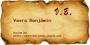 Vavra Benjámin névjegykártya